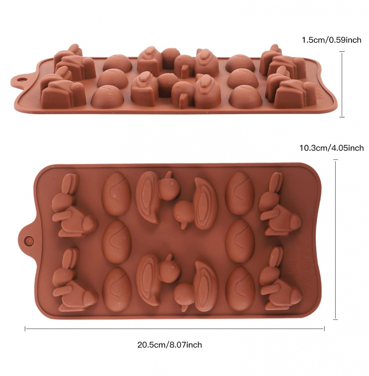 Forma Din Silicon Pentru Bomboane De Ciocolata Sau Jeleu, 4 Iepurasi, 4 Rate si 6 Oua, 20.5x10.3 cm, Luxer, Forma Ciocoalata Plastic / Silicon , Matrita Ciocolata de Casa in forma de Tablete de Ciocolata [9]
