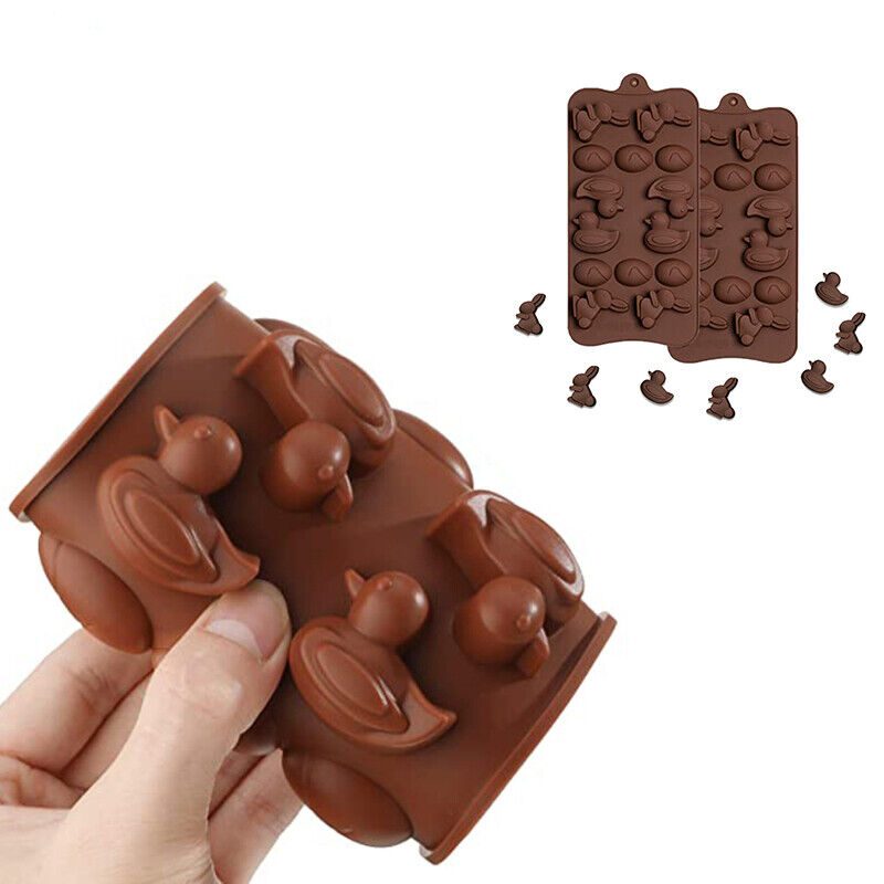 Forma Din Silicon Pentru Bomboane De Ciocolata Sau Jeleu, 4 Iepurasi, 4 Rate si 6 Oua, 20.5x10.3 cm, Luxer, Forma Ciocoalata Plastic / Silicon , Matrita Ciocolata de Casa in forma de Tablete de Ciocolata [7]