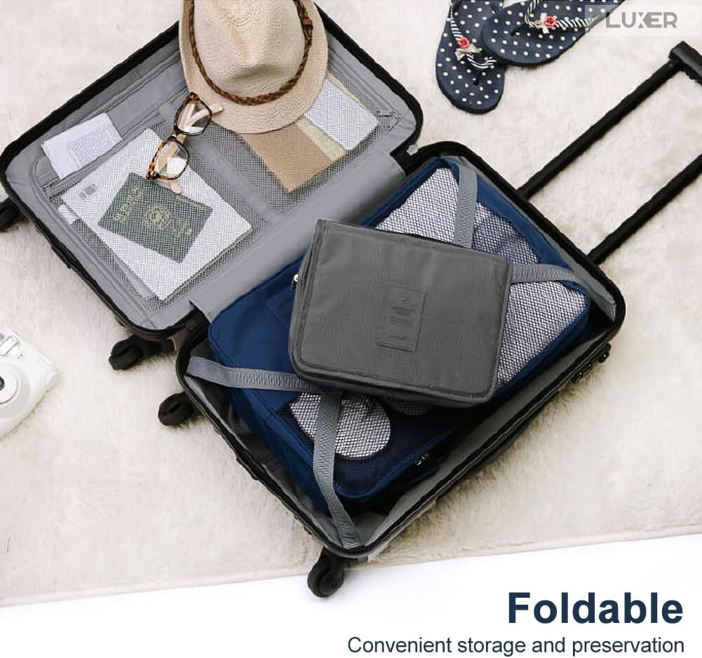 Geanta De Cosmetice Pentru Calatorii Tip Organizator Suspendabil Luxer, Impermeabila, Dimensiuni 24x19x9 cm, Culoare Navy Blue/Red Wine/ Gray [2]