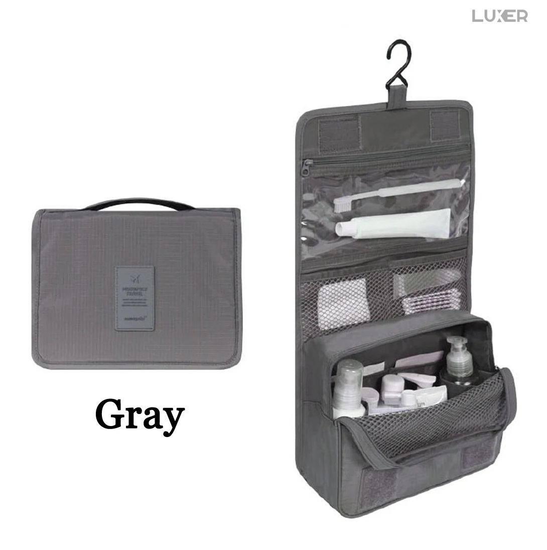 Geanta De Cosmetice Pentru Calatorii Tip Organizator Suspendabil Luxer, Impermeabila, Dimensiuni 24x19x9 cm, Culoare Navy Blue/Red Wine/ Gray [4]