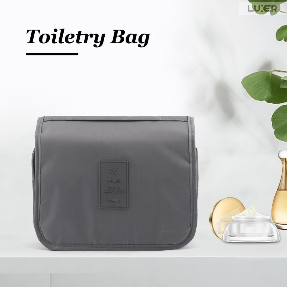 Geanta De Cosmetice Pentru Calatorii Tip Organizator Suspendabil Luxer, Impermeabila, Dimensiuni 24x19x9 cm, Culoare Navy Blue/Red Wine/ Gray [5]