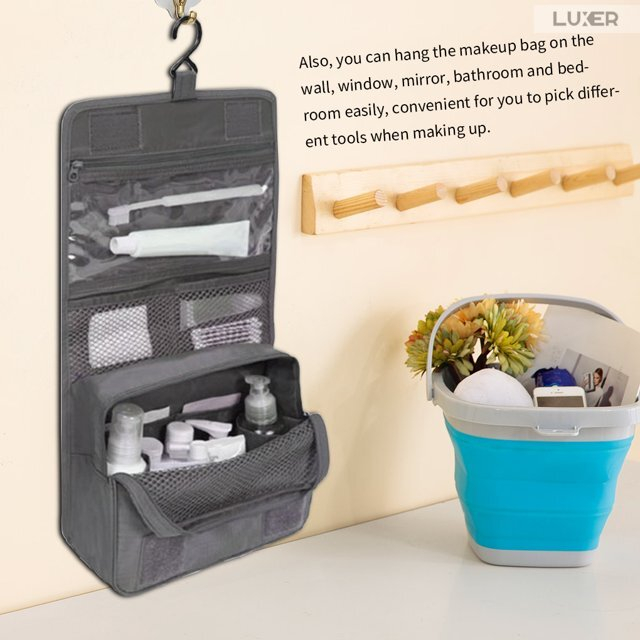 Geanta De Cosmetice Pentru Calatorii Tip Organizator Suspendabil Luxer, Impermeabila, Dimensiuni 24x19x9 cm, Culoare Navy Blue/Red Wine/ Gray [7]