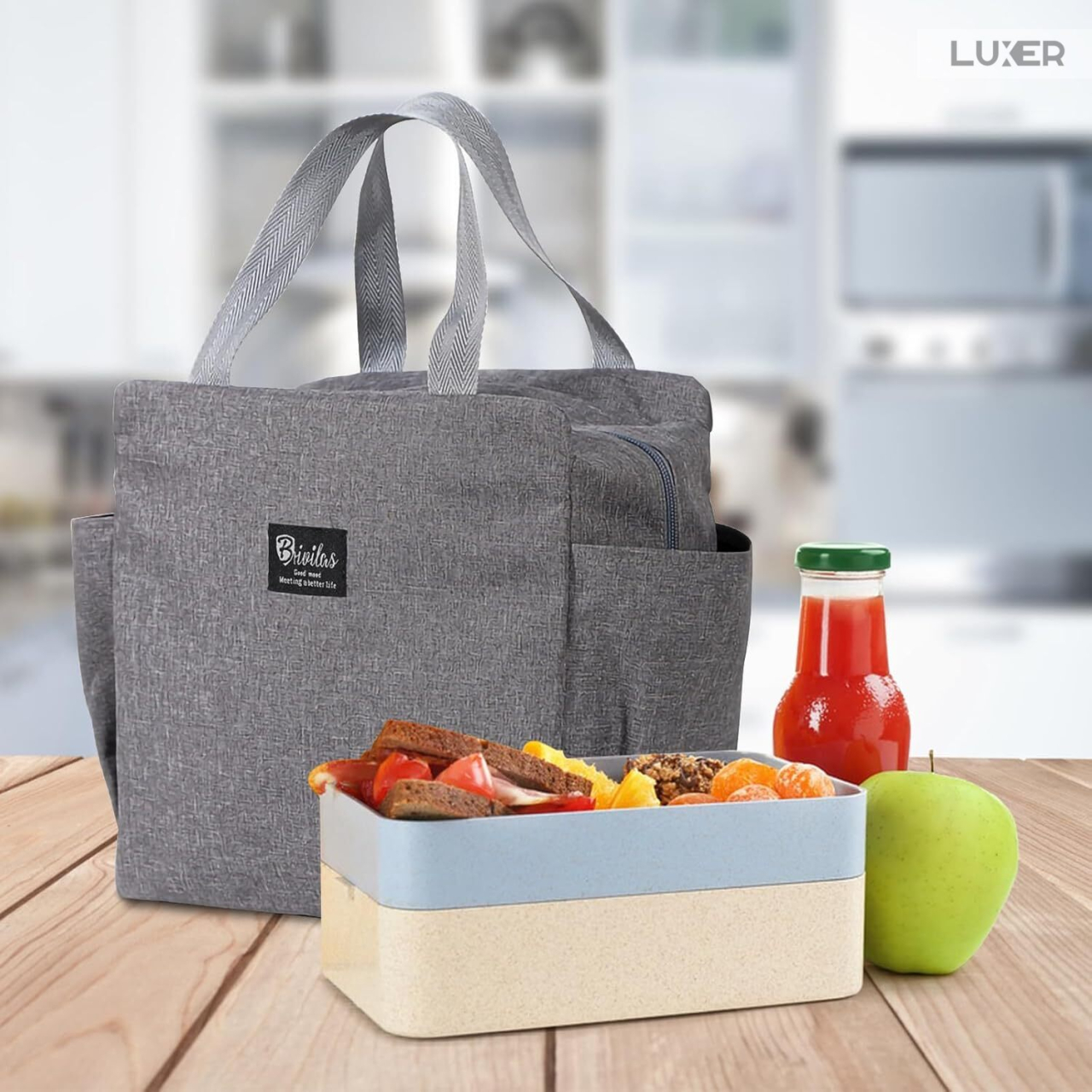 Geantă termoizolantă Gri Luxer, rezistentă la apă, pentru păstrarea alimentelor și băuturilor calde 3–4 ore și reci până la 5 ore. [2]
