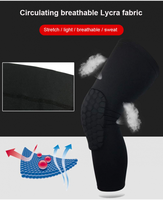 Genunchiera Elastica cu Tampon de Protectie Luxer, Unisex, 46 cm, genunchiere ortopedice decathlon pentru baschet volei handbal nike tarmak compresive nike pentru suport al genunchiului si al ligamentelor medicale ieftin luxer [4]