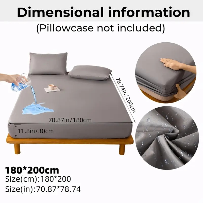 Husă de pat impermeabilă Luxer gri, pentru protecția saltelei 180x200 cm, lavabilă, respirabilă și cu elastic pentru fixare sigură. [10]