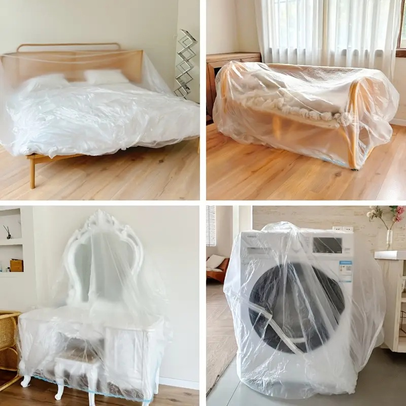 Husă de protecție transparentă Luxer pentru canapele cu 3 locuri, antipraf, ideală pentru renovări, mutări sau depozitare, cu benzi elastice de fixare. [5]