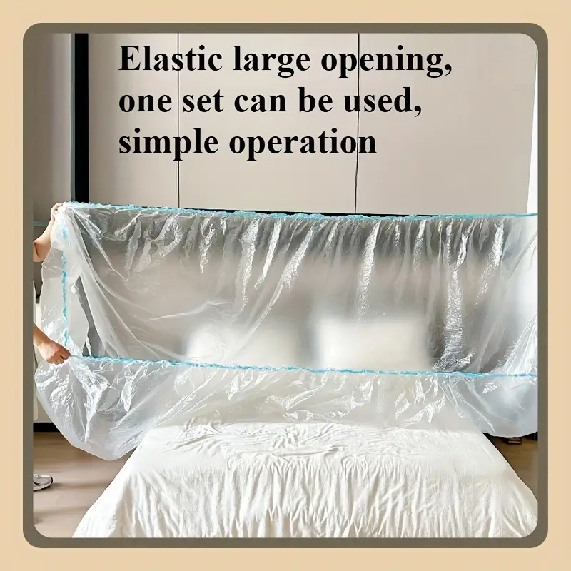 Husă de protecție transparentă Luxer pentru pat de 180x200 cm, antipraf și rezistentă, ideală pentru renovări, zugrăveli și depozitare mobilier. [3]