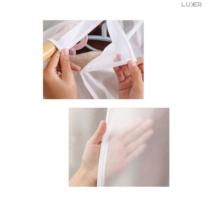 Husa Impermeabila Pentru Protectie Haine In Dulap/Dressing, Cu 2 Fermoare, Lungime 100 cm, Latime 50 cm, Inaltime 120 cm, Alb Transparent, LuxerHusa Impermeabila Pentru Protectie Haine huse haine groase blana pentru depozitare, haina piele, husa haine ieftina dedeman emag jysk leroy merlin transparenta cu fermoar auchan carrefour luxer [9]