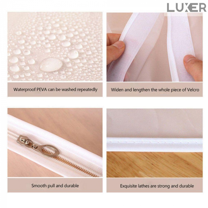 Husa Impermeabila Pentru Protectie Haine In Dulap/Dressing, Cu 2 Fermoare, Lungime 100 cm, Latime 50 cm, Inaltime 120 cm, Alb Transparent, LuxerHusa Impermeabila Pentru Protectie Haine huse haine groase blana pentru depozitare, haina piele, husa haine ieftina dedeman emag jysk leroy merlin transparenta cu fermoar auchan carrefour luxer [4]