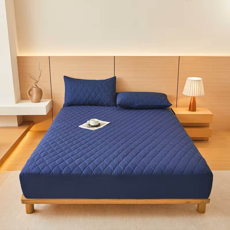 Husă Saltea Impermeabilă Matlasată 160x200 cm Albastru Navy [2]