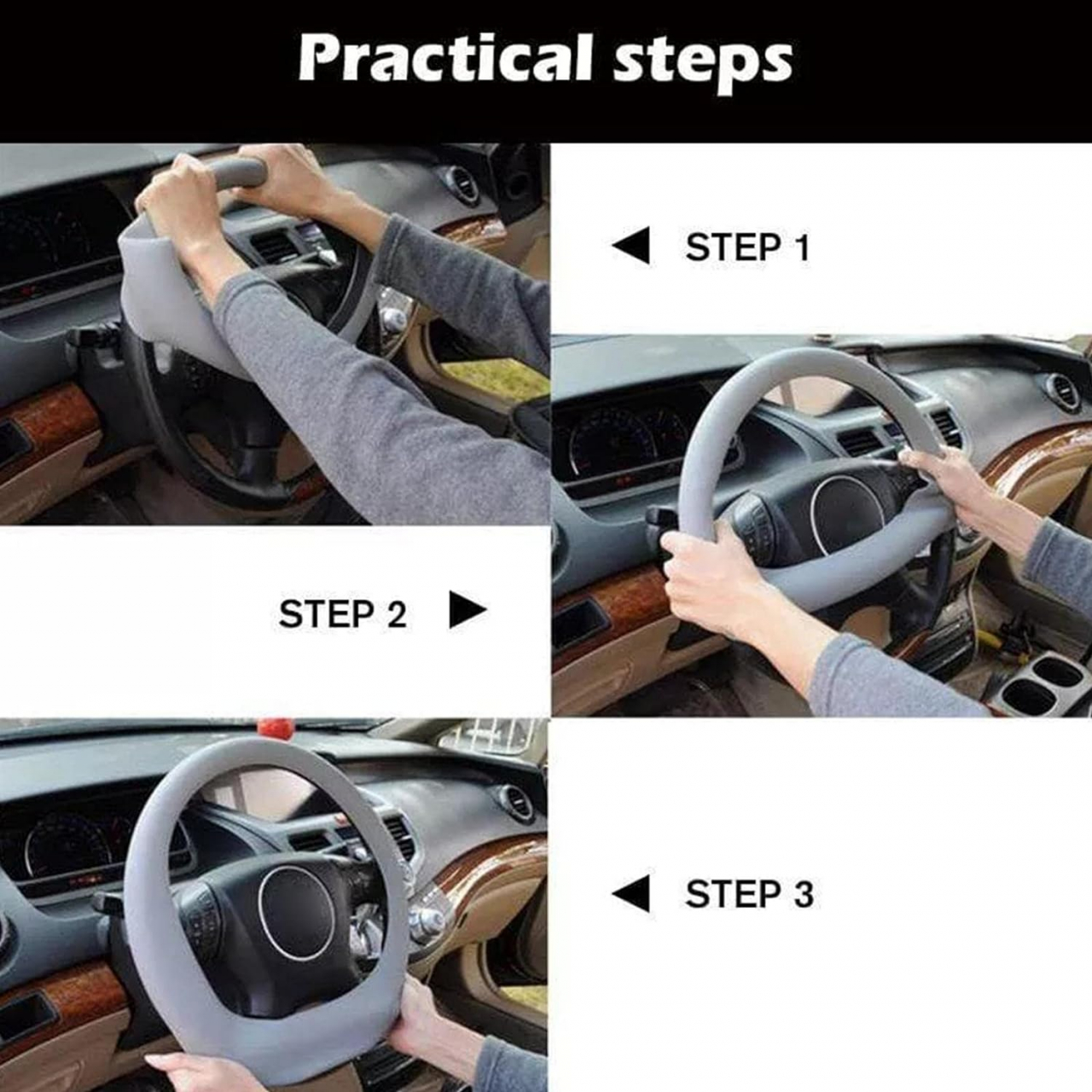 Husa Volan Silicon Elastica Universala pentru Dacia Bmw Golf Audi Renault Logan Opel Vw Ford Passat Skoda Hyundai Mazda Neagra Gri Rosu Roz Bej Maro Albastru Verde Antiderapanta e90 f10 e46 Ieftina Luxer [3]