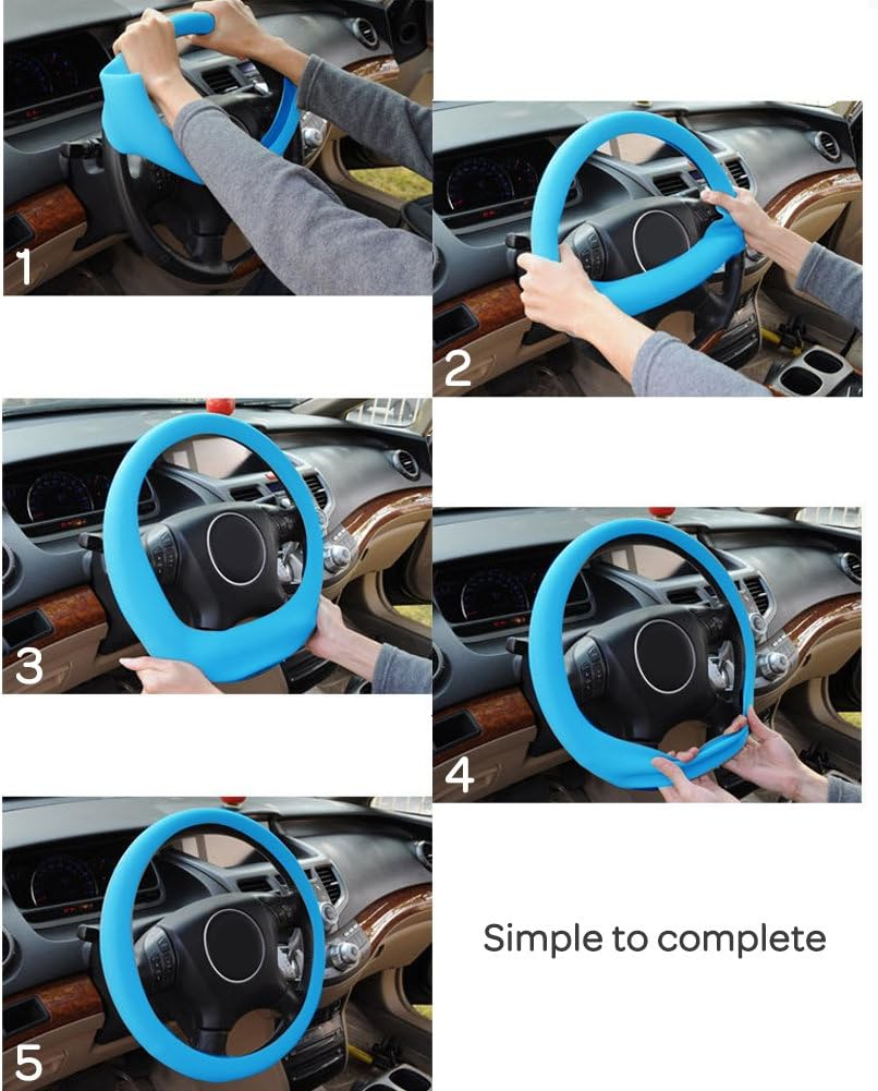 Husa Volan Silicon Elastica Universala pentru Dacia Bmw Golf Audi Renault Logan Opel Vw Ford Passat Skoda Hyundai Mazda Neagra Gri Rosu Roz Bej Maro Albastru Verde Antiderapanta e90 f10 e46 Ieftina Luxer [7]