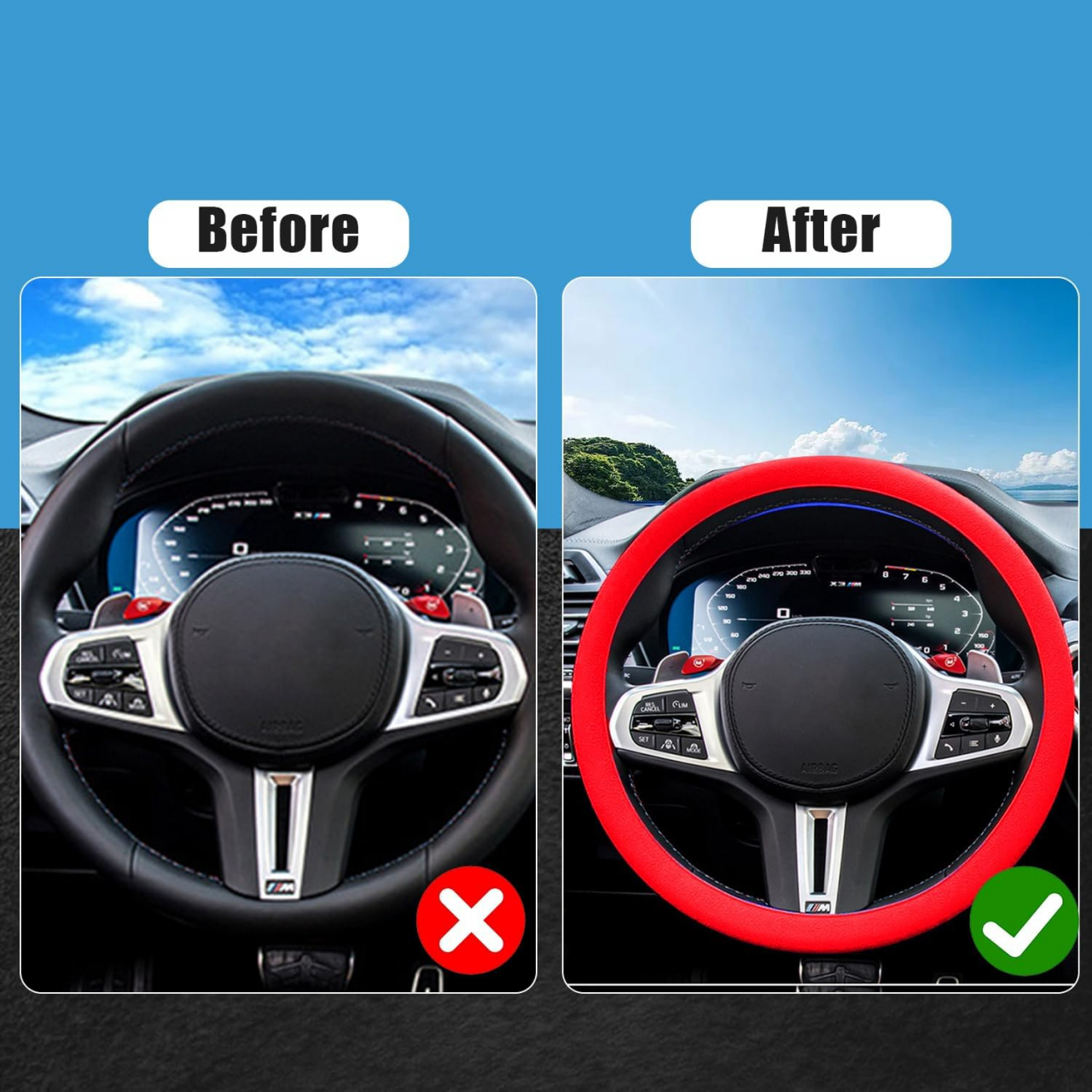 Husa Volan Silicon Elastica Universala pentru Dacia Bmw Golf Audi Renault Logan Opel Vw Ford Passat Skoda Hyundai Mazda Neagra Gri Rosu Roz Bej Maro Albastru Verde Antiderapanta e90 f10 e46 Ieftina Luxer [5]