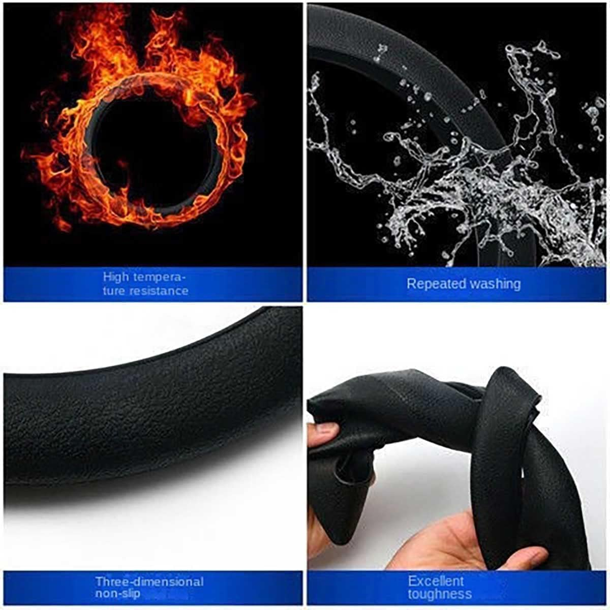 Husa Volan Silicon Elastica Universala pentru Dacia Bmw Golf Audi Renault Logan Opel Vw Ford Passat Skoda Hyundai Mazda Neagra Gri Rosu Roz Bej Maro Albastru Verde Antiderapanta e90 f10 e46 Ieftina Luxer [6]