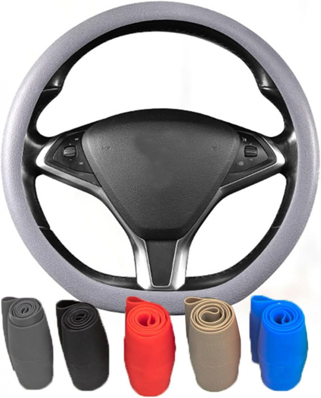 Husa Volan Silicon Elastica Universala pentru Dacia Bmw Golf Audi Renault Logan Opel Vw Ford Passat Skoda Hyundai Mazda Neagra Gri Rosu Roz Bej Maro Albastru Verde Antiderapanta e90 f10 e46 Ieftina Luxer [4]