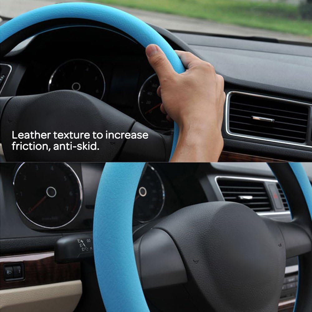 Husa Volan Silicon Elastica Universala pentru Dacia Bmw Golf Audi Renault Logan Opel Vw Ford Passat Skoda Hyundai Mazda Neagra Gri Rosu Roz Bej Maro Albastru Verde Antiderapanta e90 f10 e46 Ieftina Luxer [5]