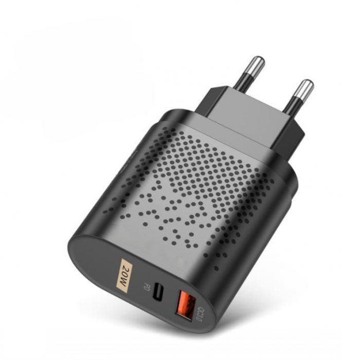 Incarcator Priza Inteligent Fast Charge Luxer, 1 port USB 3.0 si 1 port USB Type C Negru/Alb , incarcator universal priza convertor priza de calatorie usb usb c altex samsung iphone 13 apple watch dedeman 20w white/black fast charge ieftin protectie supraincalzire flanco emag luxer [5]