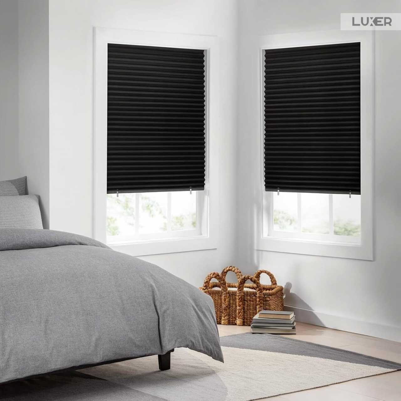 Jaluzea Plisata cu Sistem de Prindere Autoadeziv Luxer, Dimensiuni 90x180 cm, Negru, jaluzele geamuri mansarda rulou dedeman velux leroy merlin pentru ferestre interior hornbach ieftine luxer [4]