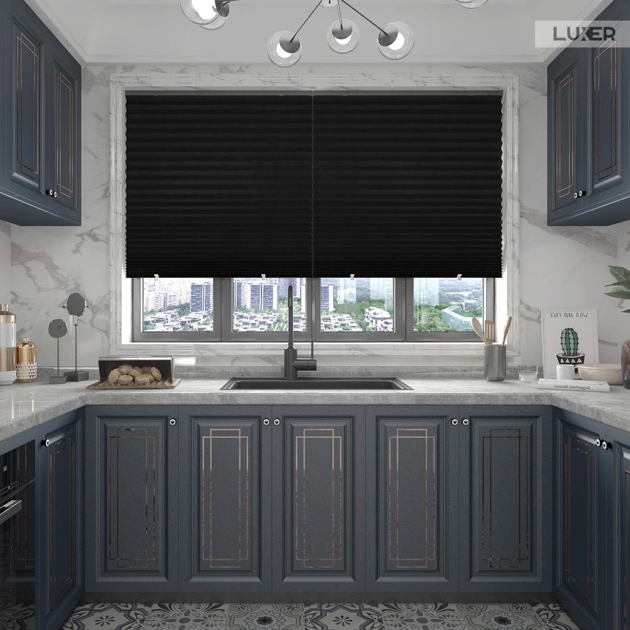 Jaluzea Plisata cu Sistem de Prindere Autoadeziv Luxer, Dimensiuni 90x180 cm, Negru, jaluzele geamuri mansarda rulou dedeman velux leroy merlin pentru ferestre interior hornbach ieftine luxer [5]