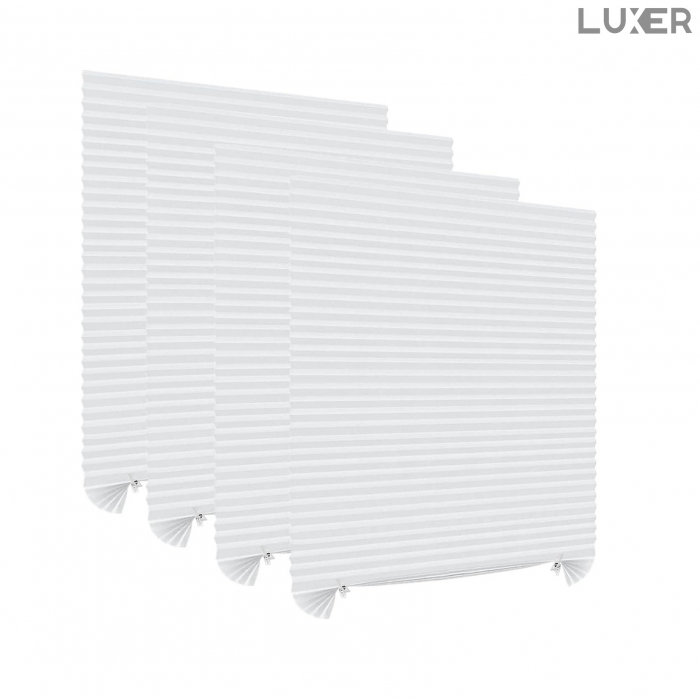 Set 4 Jaluzele Plisate cu Sistem de Prindere Autoadeziv Luxer, Dimensiuni 150X60 cm, Alb, jaluzele geamuri mansarda rulou dedeman velux leroy merlin pentru ferestre interior hornbach ieftine luxer+ [1]