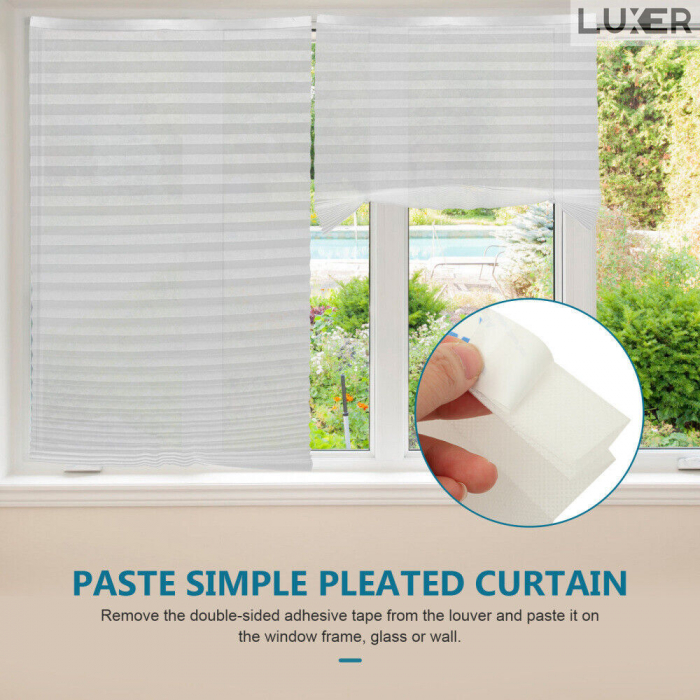 Set 2 Jaluzele Plisate cu Sistem de Prindere Autoadeziv Luxer, Dimensiuni 150X60 cm, Alb, jaluzele geamuri mansarda rulou dedeman velux leroy merlin pentru ferestre interior hornbach ieftine luxer+ [20]