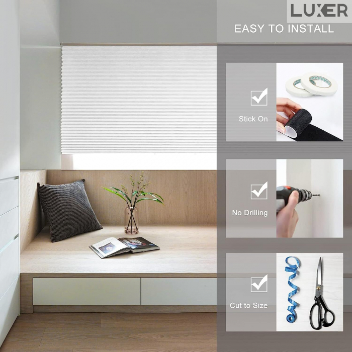 Set 2 Jaluzele Plisate cu Sistem de Prindere Autoadeziv Luxer, Dimensiuni 150X60 cm, Alb, jaluzele geamuri mansarda rulou dedeman velux leroy merlin pentru ferestre interior hornbach ieftine luxer+ [17]