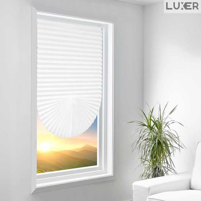 Set 2 Jaluzele Plisate cu Sistem de Prindere Autoadeziv Luxer, Dimensiuni 150X60 cm, Alb, jaluzele geamuri mansarda rulou dedeman velux leroy merlin pentru ferestre interior hornbach ieftine luxer+ [10]