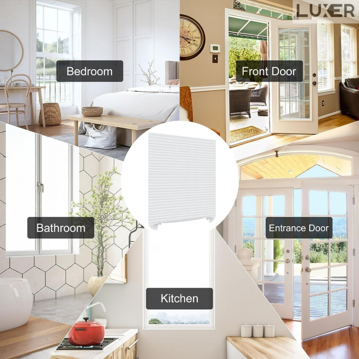Set 2 Jaluzele Plisate cu Sistem de Prindere Autoadeziv Luxer, Dimensiuni 150X60 cm, Alb, jaluzele geamuri mansarda rulou dedeman velux leroy merlin pentru ferestre interior hornbach ieftine luxer+ [16]