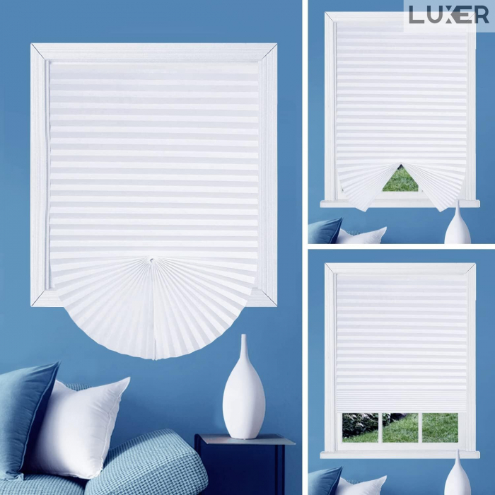Set 2 Jaluzele Plisate cu Sistem de Prindere Autoadeziv Luxer, Dimensiuni 150X60 cm, Alb, jaluzele geamuri mansarda rulou dedeman velux leroy merlin pentru ferestre interior hornbach ieftine luxer+ [7]