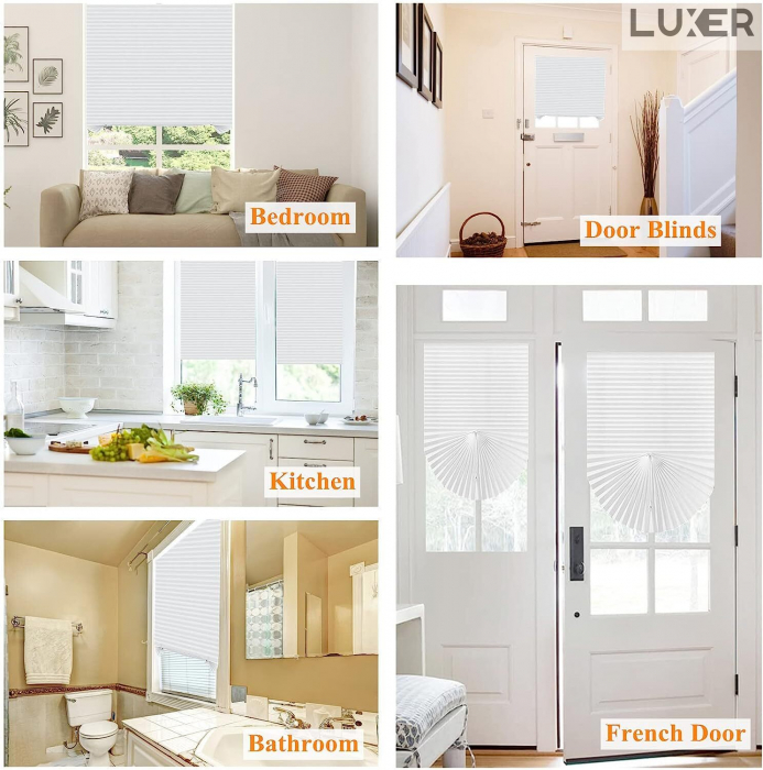 Set 2 Jaluzele Plisate cu Sistem de Prindere Autoadeziv Luxer, Dimensiuni 150X60 cm, Alb, jaluzele geamuri mansarda rulou dedeman velux leroy merlin pentru ferestre interior hornbach ieftine luxer+ [4]