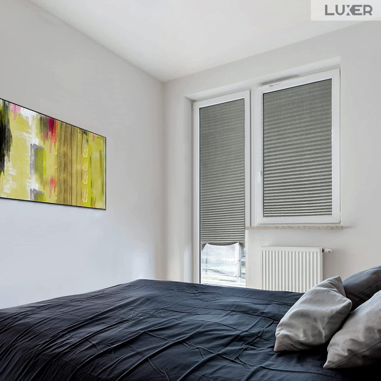 Set 2 Jaluzele Plisata cu Sistem de Prindere Autoadeziv Luxer, Dimensiuni 150X60 cm, Alb, jaluzele geamuri mansarda rulou dedeman velux leroy merlin pentru ferestre interior hornbach ieftine luxer [9]