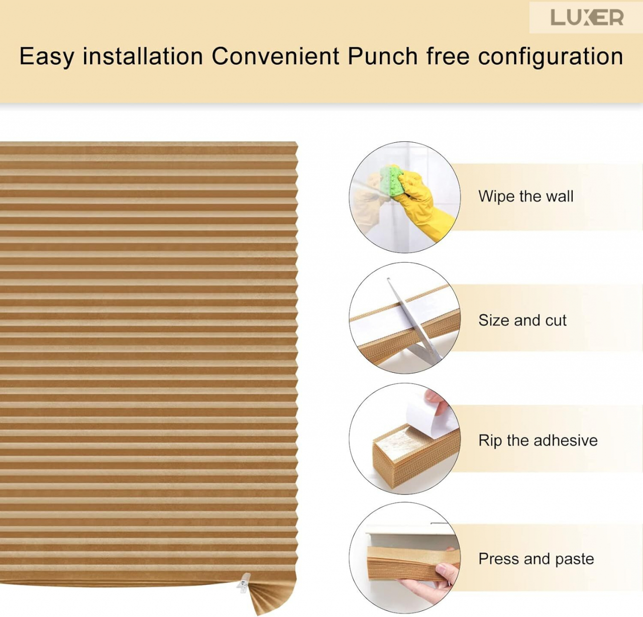Set 2 Jaluzele Plisate cu Sistem de Prindere Autoadeziv Luxer, Dimensiuni 150X60 cm, Alb, jaluzele geamuri mansarda rulou dedeman velux leroy merlin pentru ferestre interior hornbach ieftine luxer [9]
