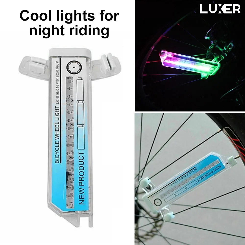 Set 2 Lampi LED Multicolora Pentru Spite Bicicleta Cu Senzor De Lumina Si De Miscare, 16 LED-uri, 32 Modele, 16.5x9 cm, Luxer [14]