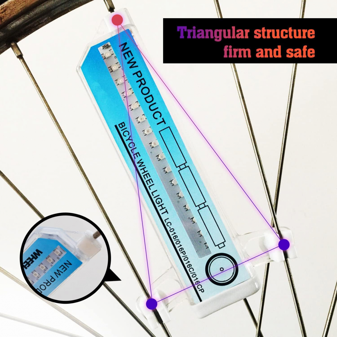Set 2 Lampi LED Multicolora Pentru Spite Bicicleta Cu Senzor De Lumina Si De Miscare, 16 LED-uri, 32 Modele, 16.5x9 cm, Luxer [13]
