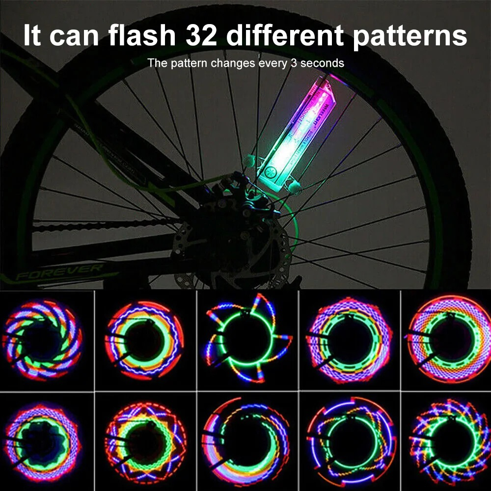 Set 2 Lampi LED Multicolora Pentru Spite Bicicleta Cu Senzor De Lumina Si De Miscare, 16 LED-uri, 32 Modele, 16.5x9 cm, Luxer [10]