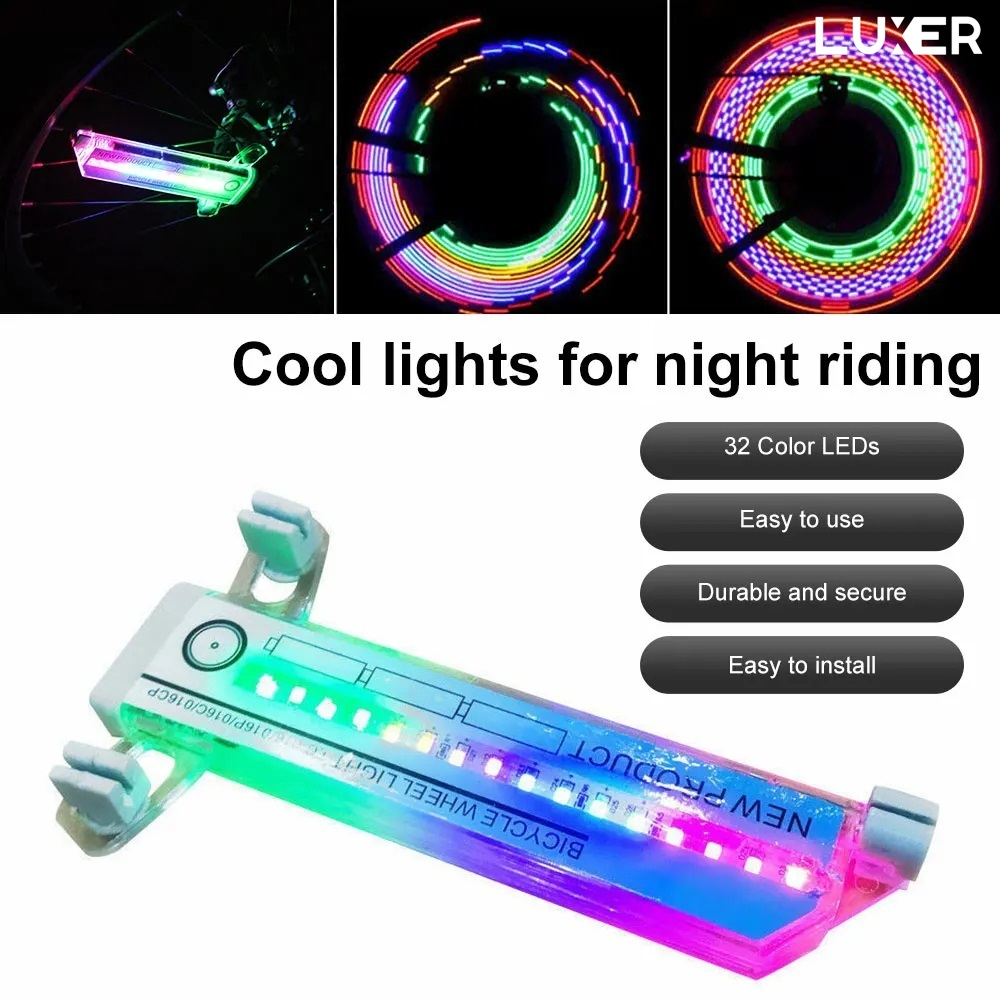 Set 2 Lampi LED Multicolora Pentru Spite Bicicleta Cu Senzor De Lumina Si De Miscare, 16 LED-uri, 32 Modele, 16.5x9 cm, Luxer [11]