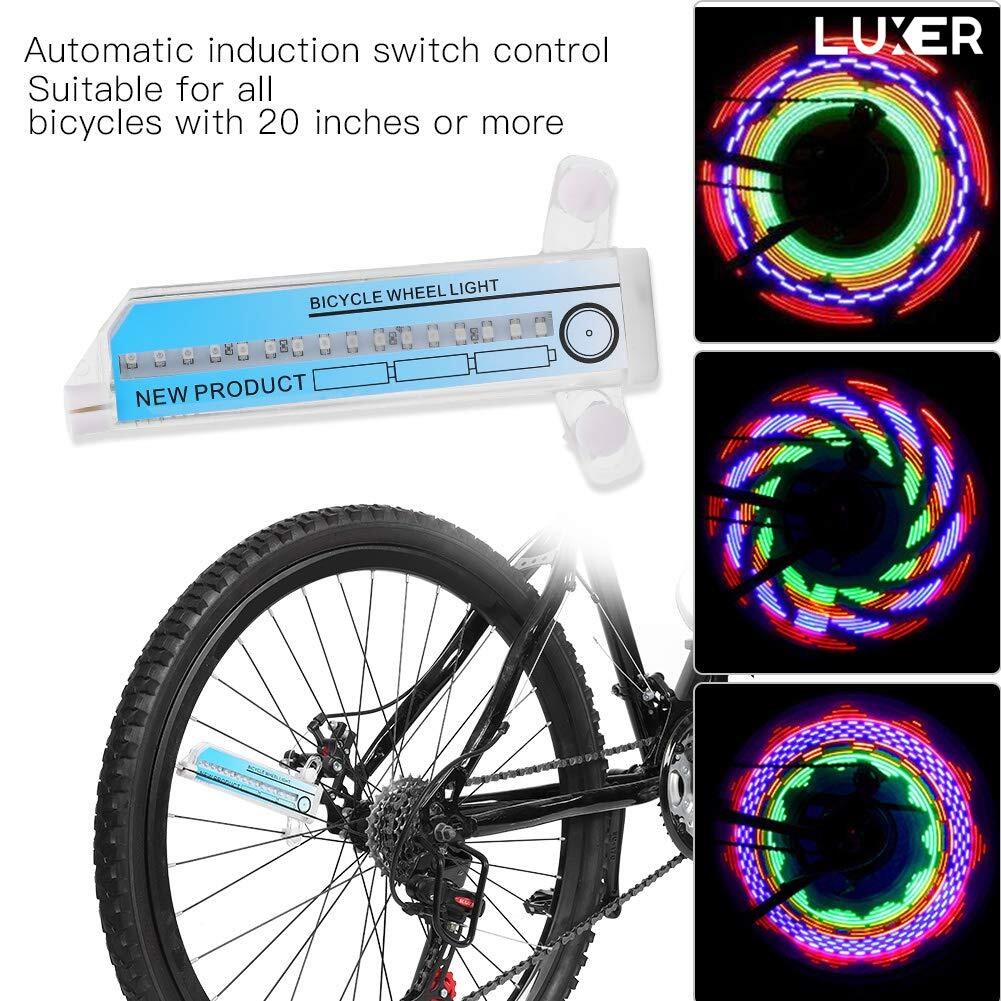 Set 2 Lampi LED Multicolora Pentru Spite Bicicleta Cu Senzor De Lumina Si De Miscare, 16 LED-uri, 32 Modele, 16.5x9 cm, Luxer [12]