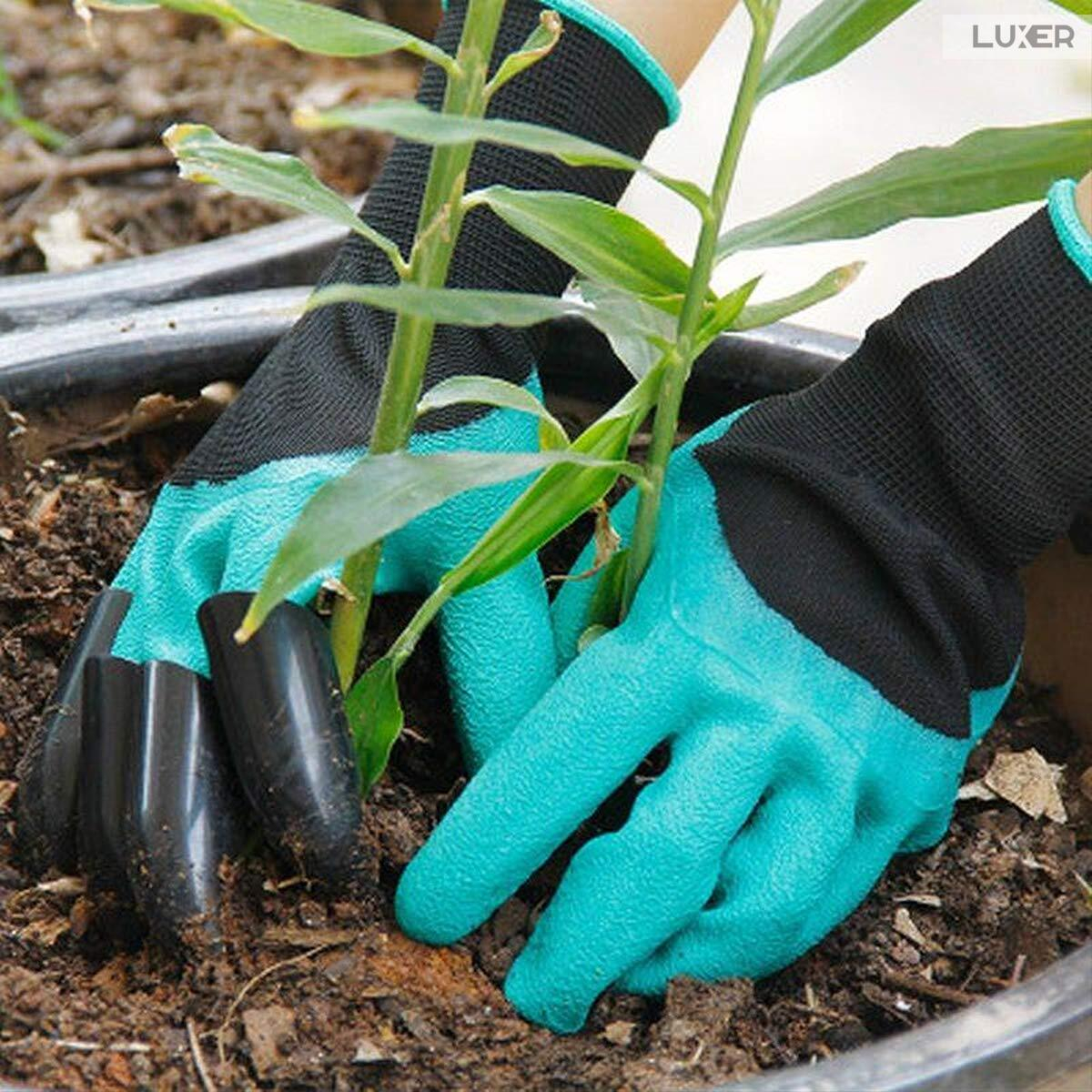 Manusi De Gradinarit Cu 4 Gheare Pentru Sapat, Plantat sau Plivit, Marime Universala, Verde, Luxer, potrivite pentru activitatile din gradina, leroy  merlin brico depot kaufland, pentru trandafiri flori [2]