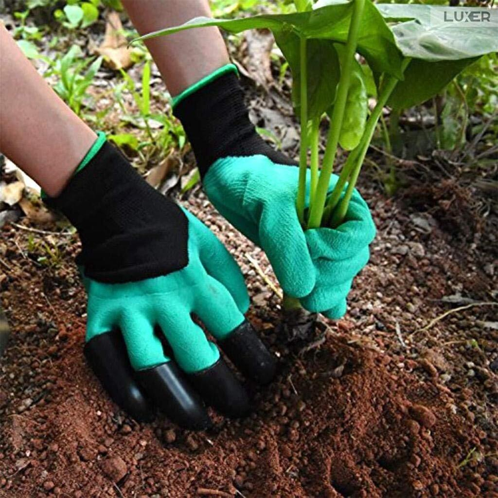 Manusi De Gradinarit Cu 4 Gheare Pentru Sapat, Plantat sau Plivit, Marime Universala, Verde, Luxer, potrivite pentru activitatile din gradina, leroy  merlin brico depot kaufland, pentru trandafiri flori [7]