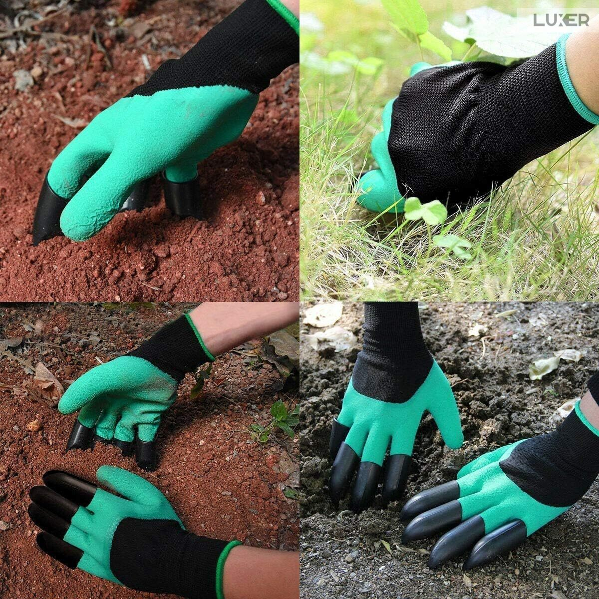Manusi De Gradinarit Cu 4 Gheare Pentru Sapat, Plantat sau Plivit, Marime Universala, Verde, Luxer, potrivite pentru activitatile din gradina, leroy  merlin brico depot kaufland, pentru trandafiri flori [8]