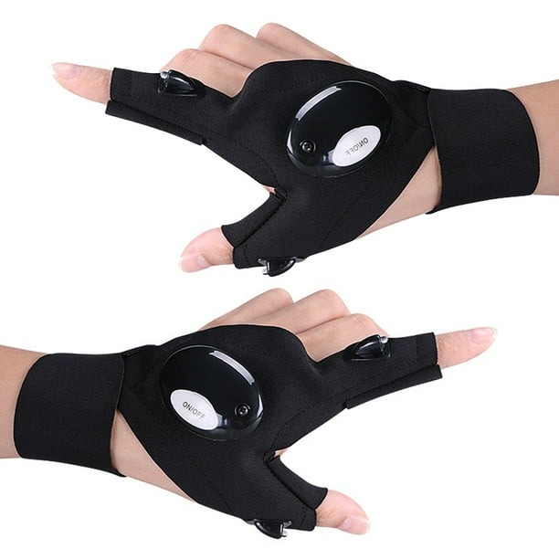 Mănuși cu lanternă LED integrată Luxer, pentru iluminare hands-free la pescuit nocturn, camping, reparații auto și bricolaj, materiale elastice și reglaj Velcro, culoare neagră. [1]