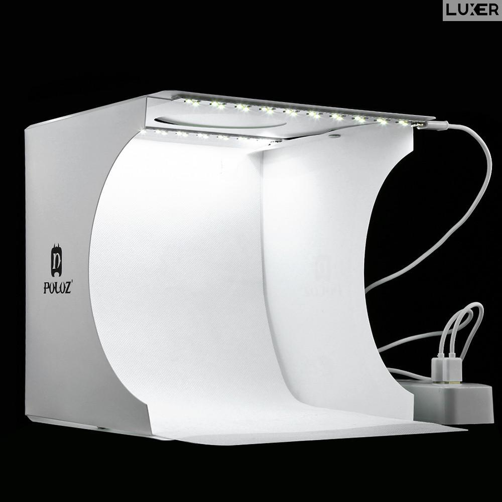 Mini Studio Foto Portabil Universal Unghii/Bijuterii/Produse Mici, Light Box, Kit Mini Box, Forma de Cub, Fundal Alb Galben Verde Rosu Albastru, Iluminare cu 2 Benzi Led, pentru Poze Profesionale [7]