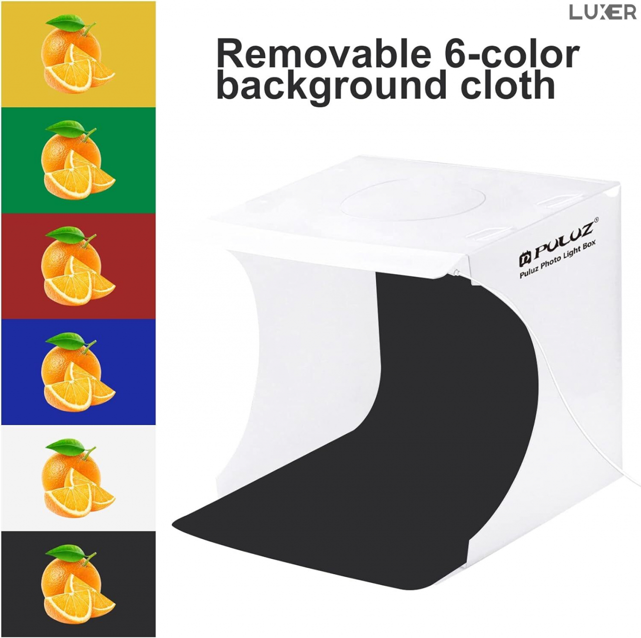 Mini Studio Foto Portabil Universal Unghii/Bijuterii/Produse Mici, Light Box, Kit Mini Box, Forma de Cub, Fundal Alb Galben Verde Rosu Albastru, Iluminare cu 2 Benzi Led, pentru Poze Profesionale [5]