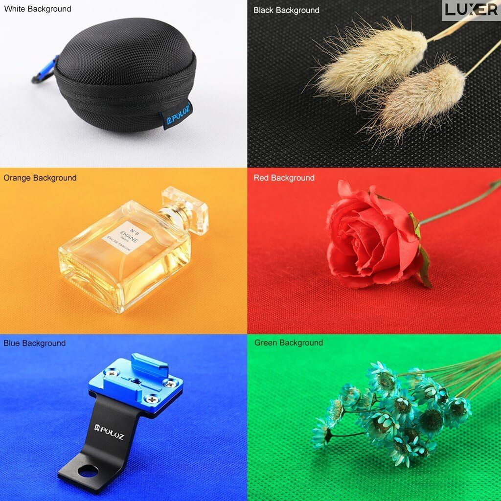 Mini Studio Foto Portabil Universal Unghii/Bijuterii/Produse Mici, Light Box, Kit Mini Box, Forma de Cub, Fundal Alb Galben Verde Rosu Albastru, Iluminare cu 2 Benzi Led, pentru Poze Profesionale [4]