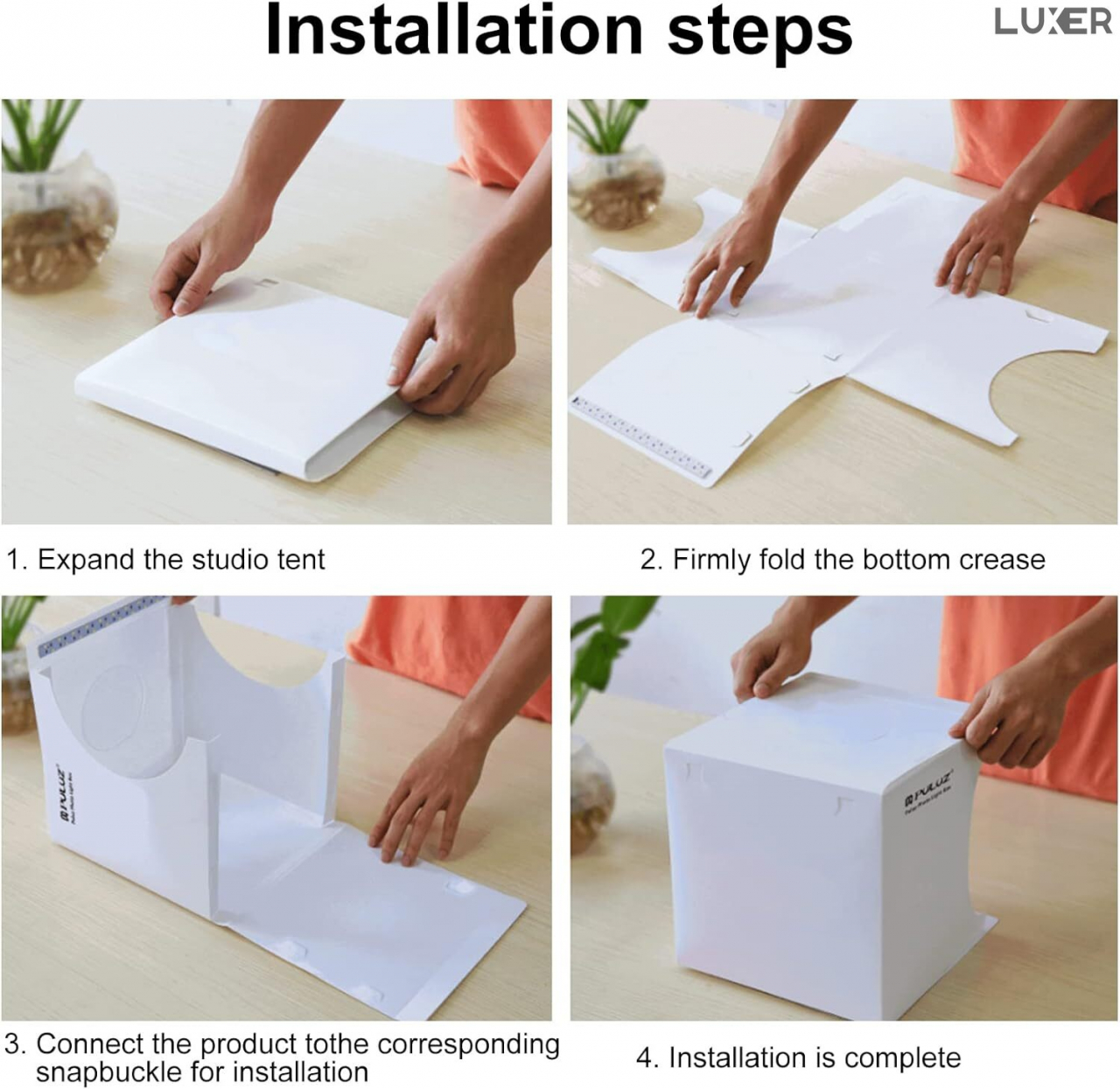 Mini Studio Foto Portabil Universal Unghii/Bijuterii/Produse Mici, Light Box, Kit Mini Box, Forma de Cub, Fundal Alb Galben Verde Rosu Albastru, Iluminare cu 2 Benzi Led, pentru Poze Profesionale [11]