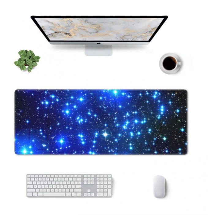 Mousepad Gaming Luxer Interstellar, 90 x 40 cm, Baza Cauciucata si Cusaturi laterale, Waterproof, Antiderapant,  mouse pad spatiu interstelar intergalactic aqirys flanco gaming logitech razer rgb personalizat xxl altex emag mare luxer ieftin [1]