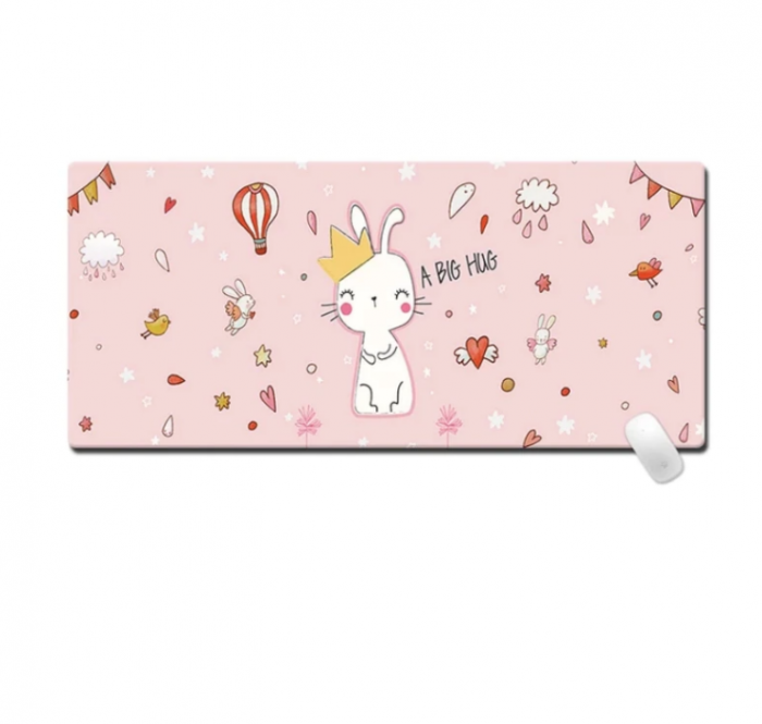Mousepad Gaming Luxer Pisicuta 90 x 40 cm, Baza Cauciucata si Cusaturi laterale, Waterproof, Antiderapant, mouse pad pisici cats lovers fete aqirys flanco gaming logitech razer rgb personalizat xxl altex emag mare luxer ieftin [2]