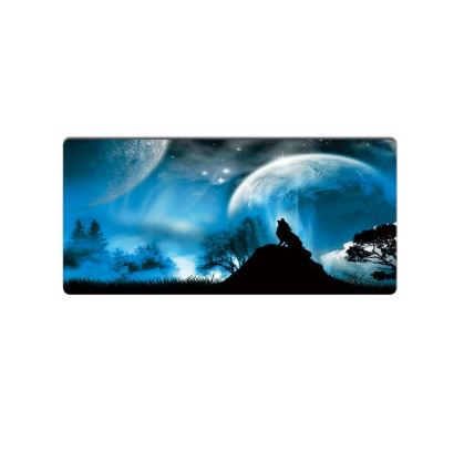 Mousepad Gaming Luxer Lup 90x 40 cm, Baza Cauciucata si Cusaturi laterale, Waterproof, Antiderapant, mouse pad lup singuratic in padure aqirys gaming logitech razer rgb personalizat xxl altex emag mare luxer [2]