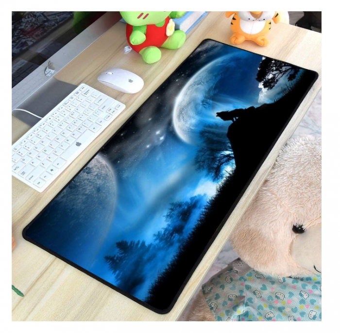 Mousepad Gaming Luxer Lup 90x 40 cm, Baza Cauciucata si Cusaturi laterale, Waterproof, Antiderapant, mouse pad lup singuratic in padure aqirys gaming logitech razer rgb personalizat xxl altex emag mare luxer [3]