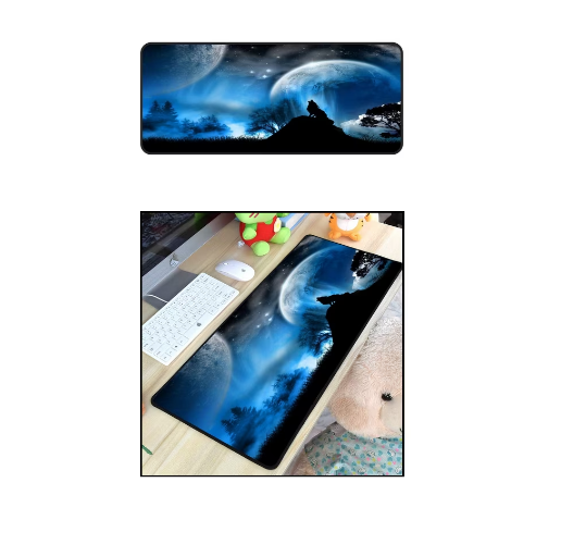 Mousepad Gaming Luxer Lup 90x 40 cm, Baza Cauciucata si Cusaturi laterale, Waterproof, Antiderapant, mouse pad lup singuratic in padure aqirys gaming logitech razer rgb personalizat xxl altex emag mare luxer [4]